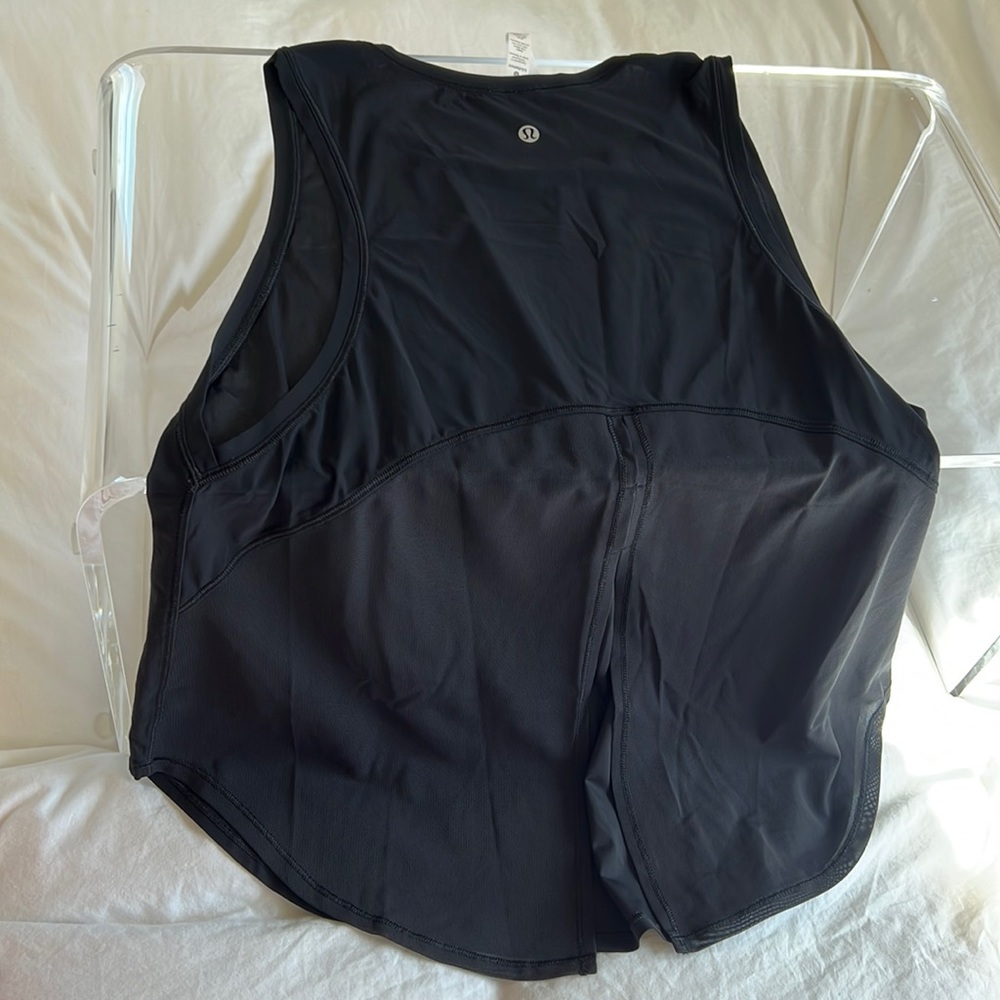 High Neck Racer Back Tank, Half Split Hem - Picture 3 of 4